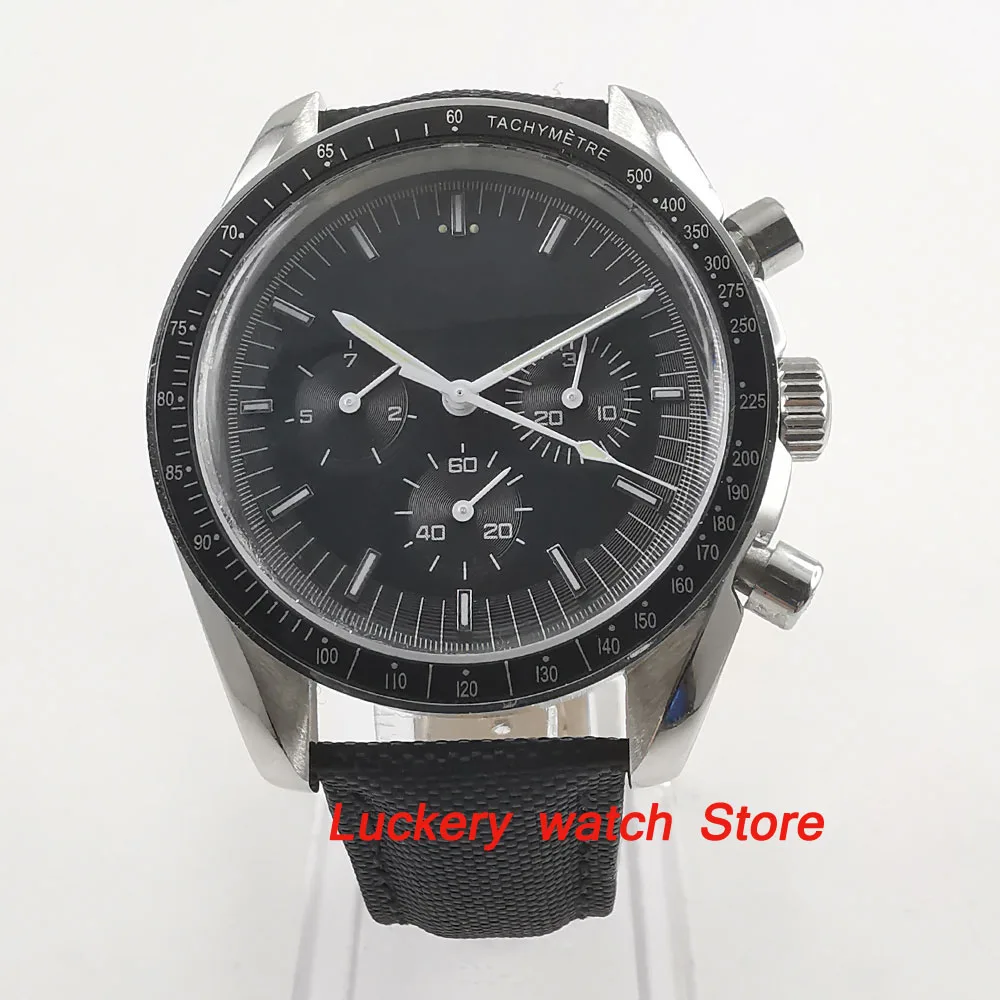 Часы мужские с черным циферблатом многофункциональные без логотипа арочным