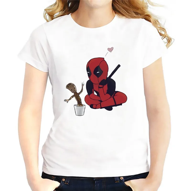 Женская футболка с принтом Deadpool It's so Fluffy белая коротким рукавом лето 2019 | одежда