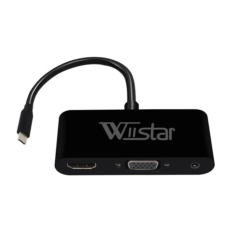 Аудиоадаптер Wiistar USB Type c к HDMI VGA 3 1 5 мм в выхода для ноутбука Macbook Huawei Mate 10/20