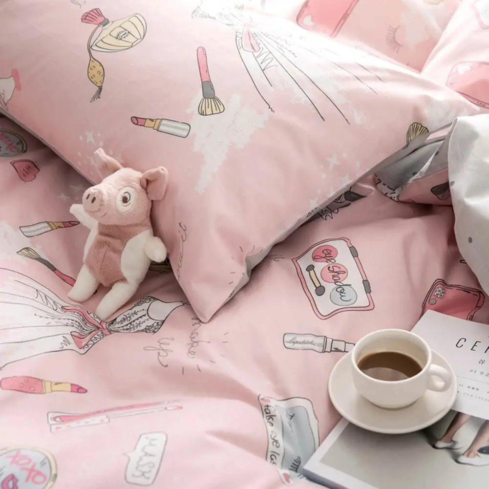 Papa& Mima красивое платье с рисунком из мультфильма Стиль Хлопок Королева двойной размер постельных принадлежностей пододеяльник плоский лист наволочки