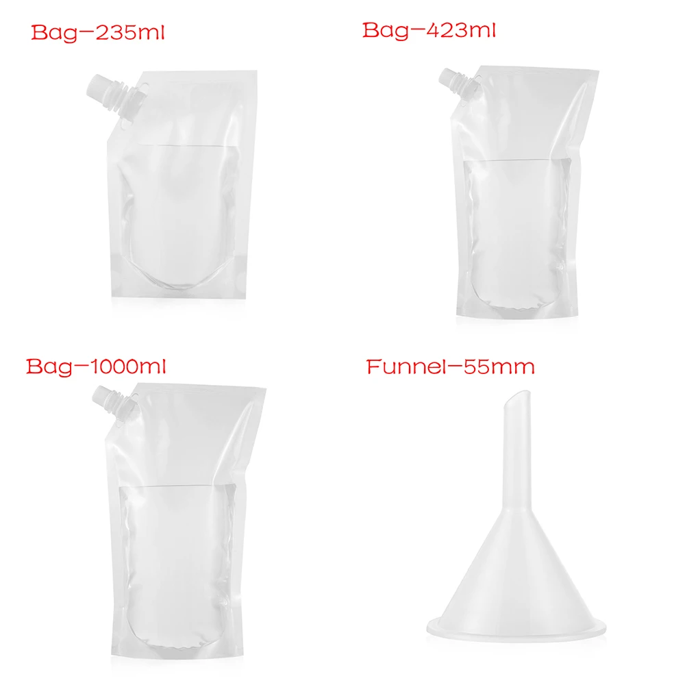 Food Grade Material Spout Pouch Travel Container Juice Stockpile Stand-up Wine Milk Coffee Liquid Flask Storage Bag With Funnel | Дом и сад