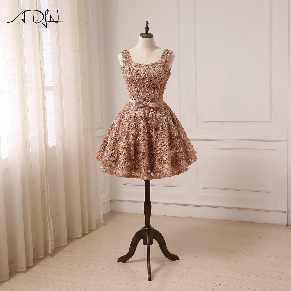 ADLN Золотое кружевное короткое вечернее платье 2017 длинное вечерние платья