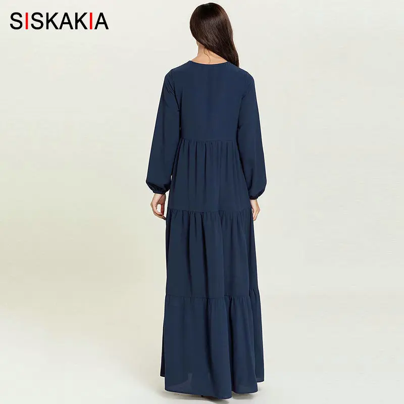 Siskakia арабское длинное платье Элегантное этническое Цветочное макси с вышивкой