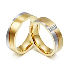 Обручальное кольцо для пар золотого цвета, кольцо из нержавеющей стали с фианитами, женские и мужские ювелирные изделия Альянса