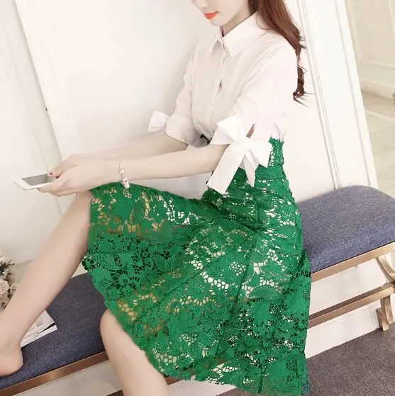 2018 новые модные женские туфли платье бантом Половина рукава Элегантный зеленый