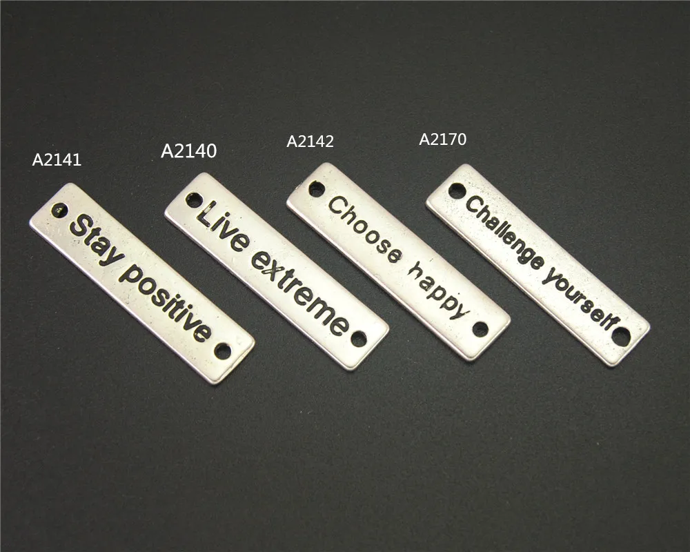 10 шт Серебряный цвет буквы полосы подвески соединители для браслетов ювелирных