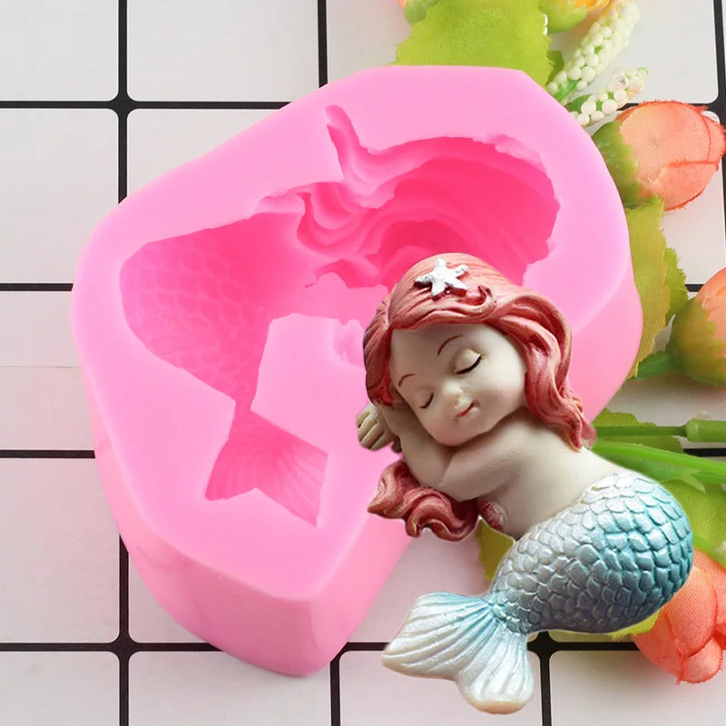 DIY Sugar Craft форма русалки силиконовая помадка шоколадная клейкая паста для