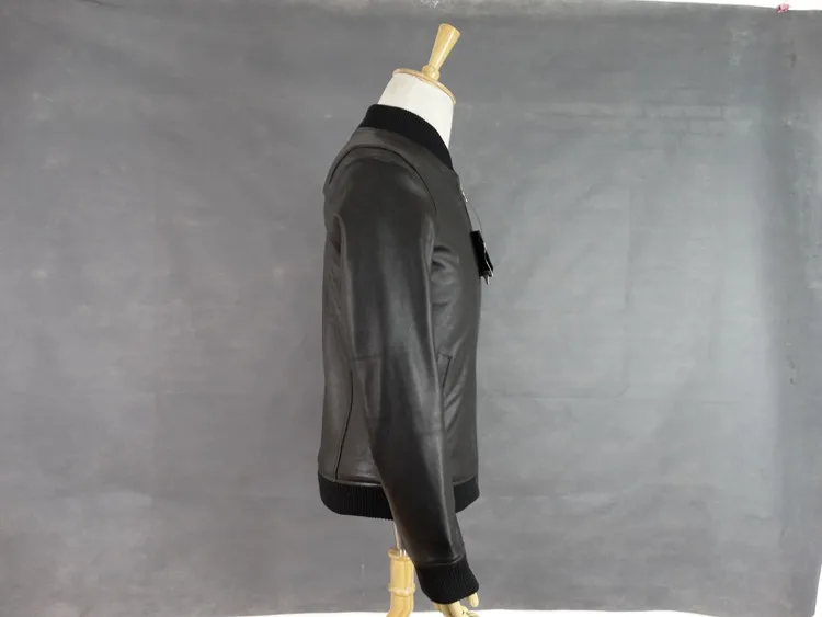 Новинка 2019 мужская кожаная рубашка черная тонкая куртка из натуральной овечьей