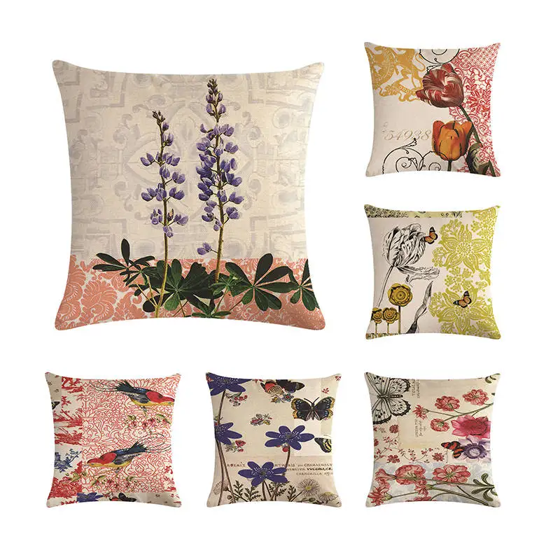 Чехол для подушки в стиле Цветы и птицы лавандовый цветной чехол дивана