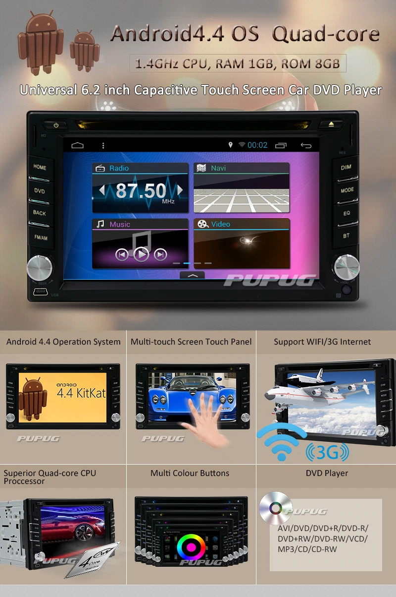 Камера в тире USB APP 6 2 &quotвай фай Авторадио Bluetooth Android 5 1 автомобильный DVD видео
