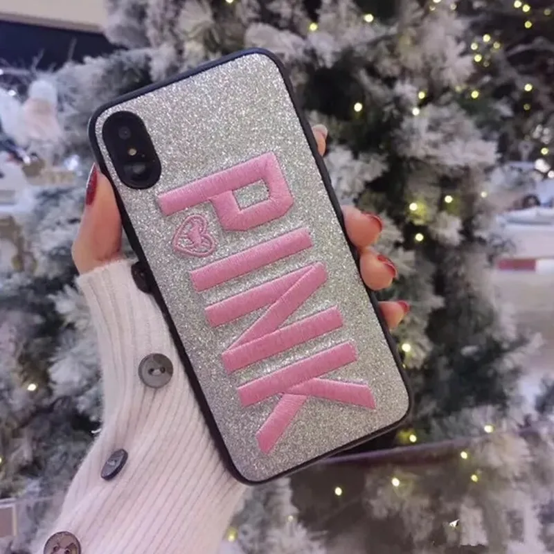 Для iphone X 6 6s Plus 8 плюс 7 чехлы для телефонов мода Виктория Розовый чехол блеск