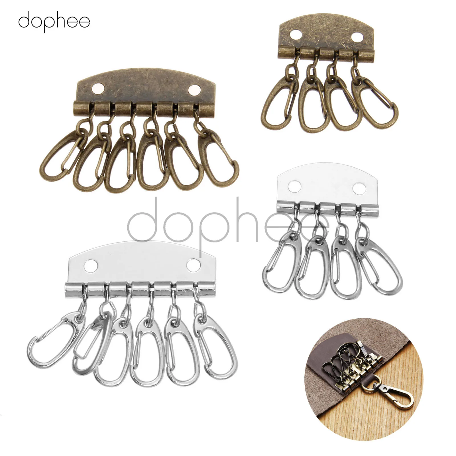 

dophee 1pc sewing DIY Key Holders 4 -6 hooks Patchwork sewing metalware Key DIY accessories key chain ring keyfob ring