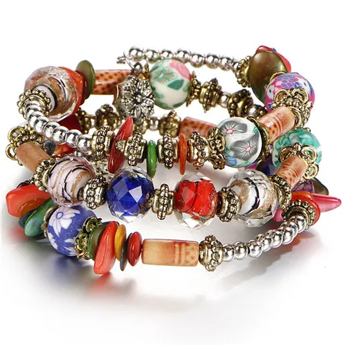 BJTS57700 Boho Многослойные браслеты-манжеты из бисера для женщин Pulseras этнический белый натуральный камень регулируемый браслет на запястье ювелирные изделия Новинка - Окраска металла: BJTS57700