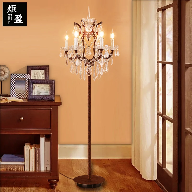 

American country iron crystal dining room villa floor lamp