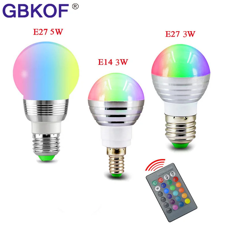 3 Вт 5 7 10 rgb лампа E27 E14 GU10 светодиодный светодиодная сценическая 16 цветов со