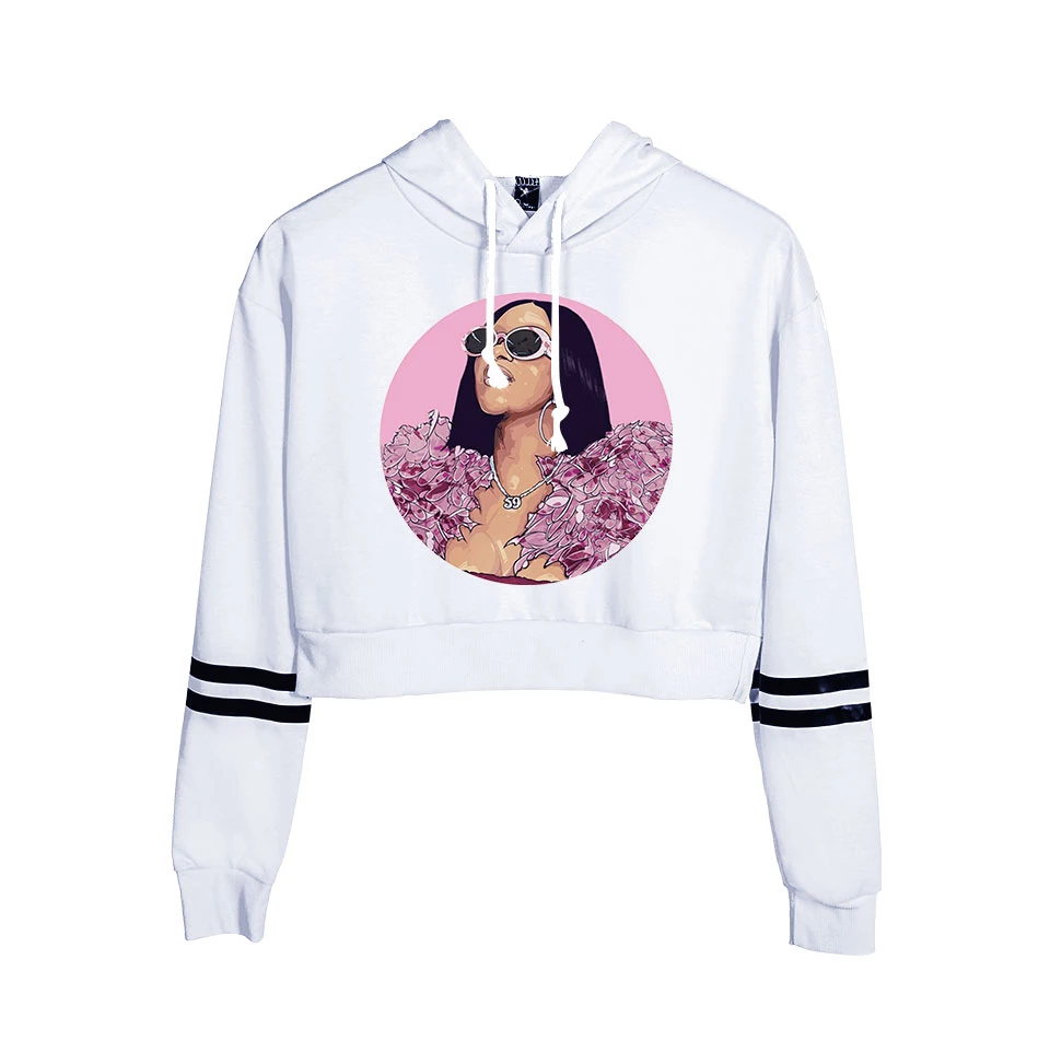 Список Cardi B укороченный топ толстовки для женщин Kpop хлопок Harajuku высокое качество Cardi B девушка оранжевый свитер с капюшоном