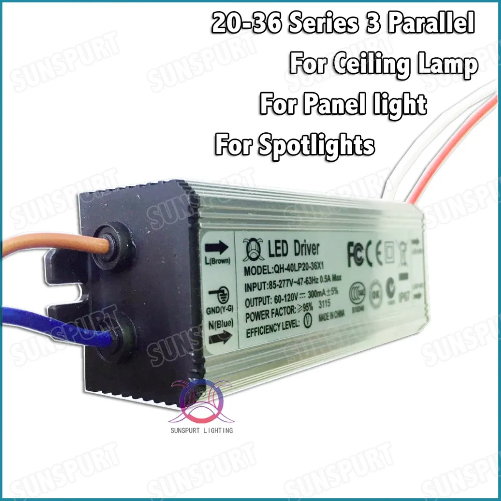 Водонепроницаемый светодиодный драйвер для точечных светильников 36 вт 20 36x1 300 ма