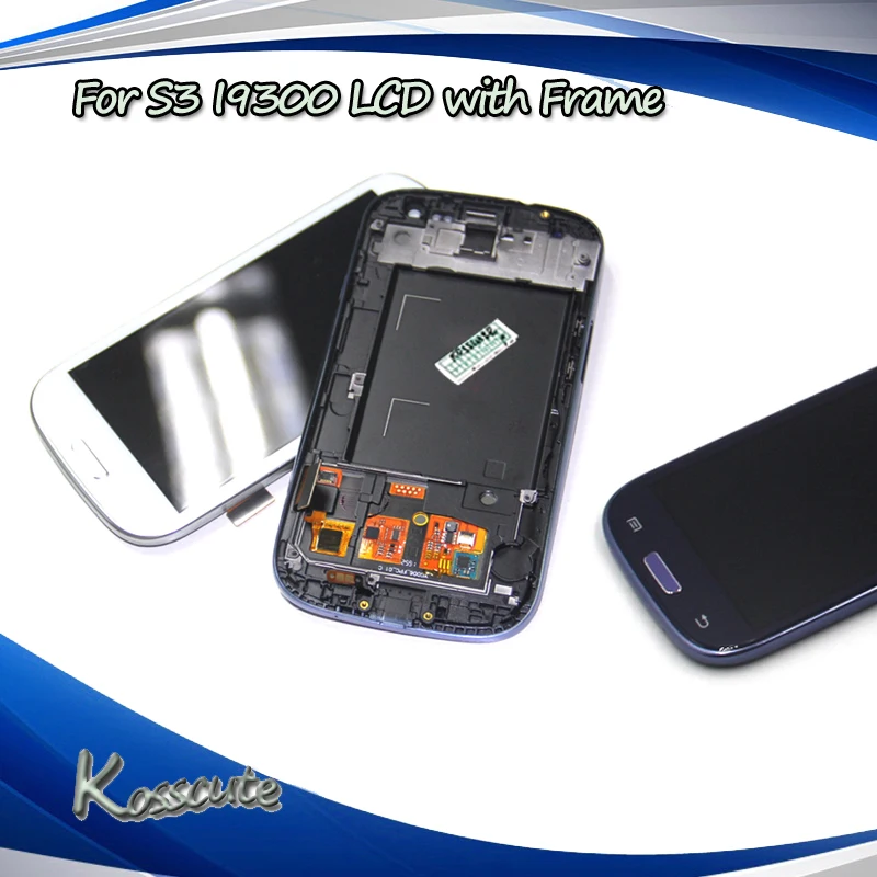 Для Samsung Galaxy S3 ЖК дисплей сенсорный экран для I9300 дигитайзер сборка + рамка