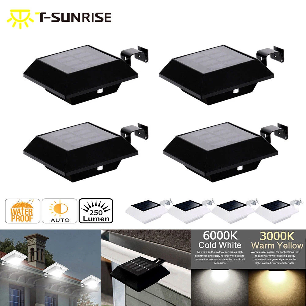 Фонарь Настенный на солнечной батарее 4 шт./упаковка 6 светодиодов/12 Светодиодный