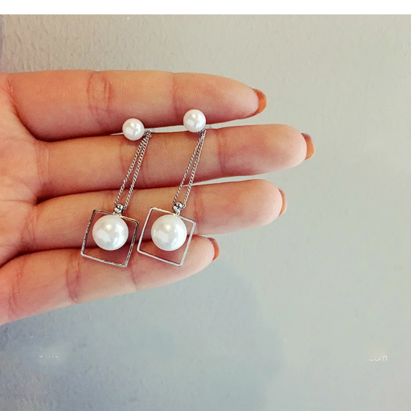 Новые серьги подвески квадратные женские милые элегантные серьги|pearl tassel earrings|long