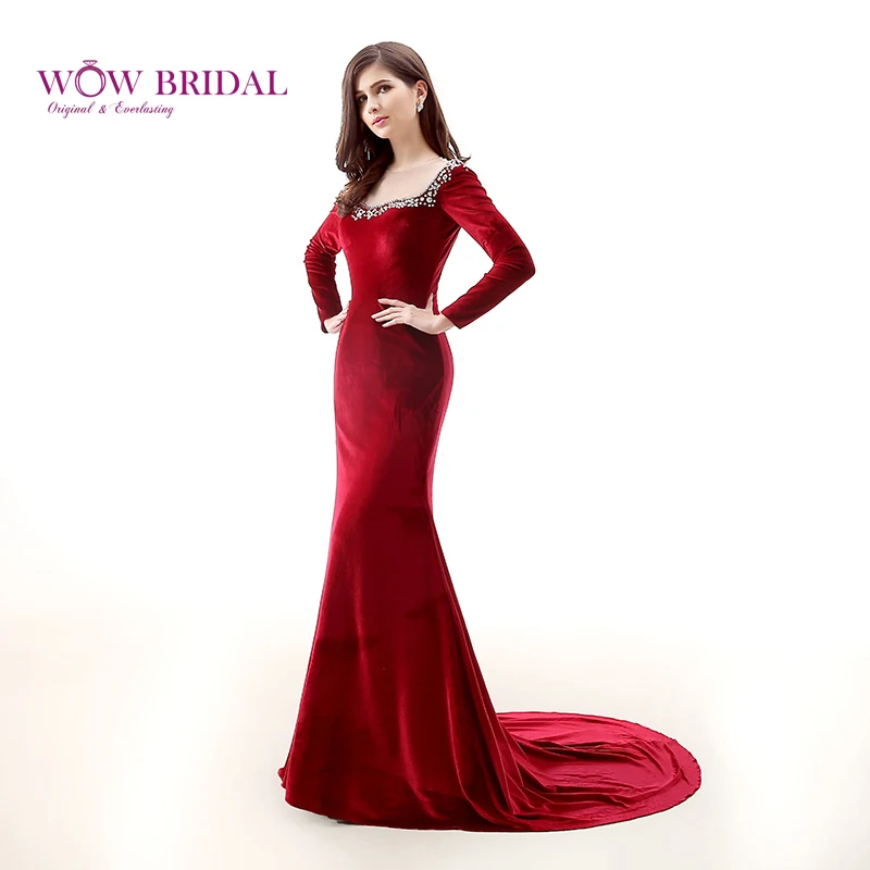 Элегантное бархатное вечернее платье Wowbridal 2021 прозрачное велюровое Русалка с