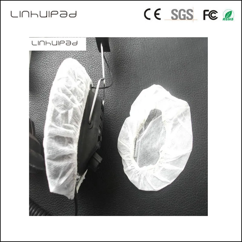 

linhuipad wholesale price 12-13cm White Non Woven Disposable Sanitary masks Headphone Cover headsets cushions 5000 PCS