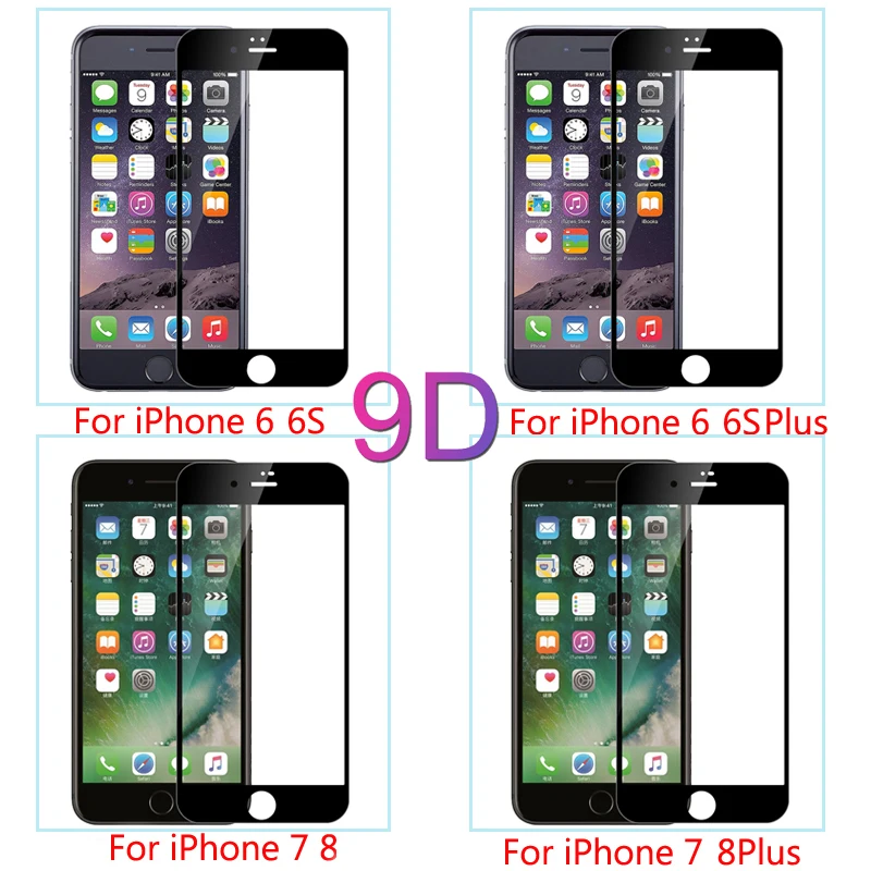 9D Защитное стекло для iphone 6 6S 7 8 plus X XS MAX защита экрана XR | Мобильные телефоны и
