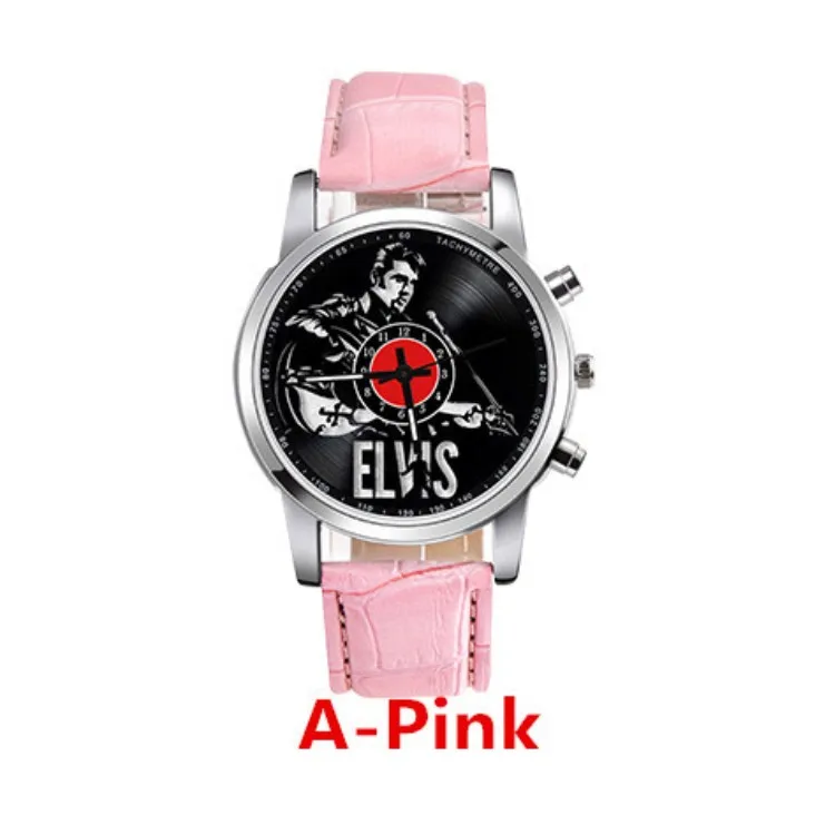 picture color Новые модные мужские женские и детские милые часы Элвиса Пресли из мультфильма лучшие модные повседневные Простые кварцевые квадратные кожаные часы - Цвет: picture color