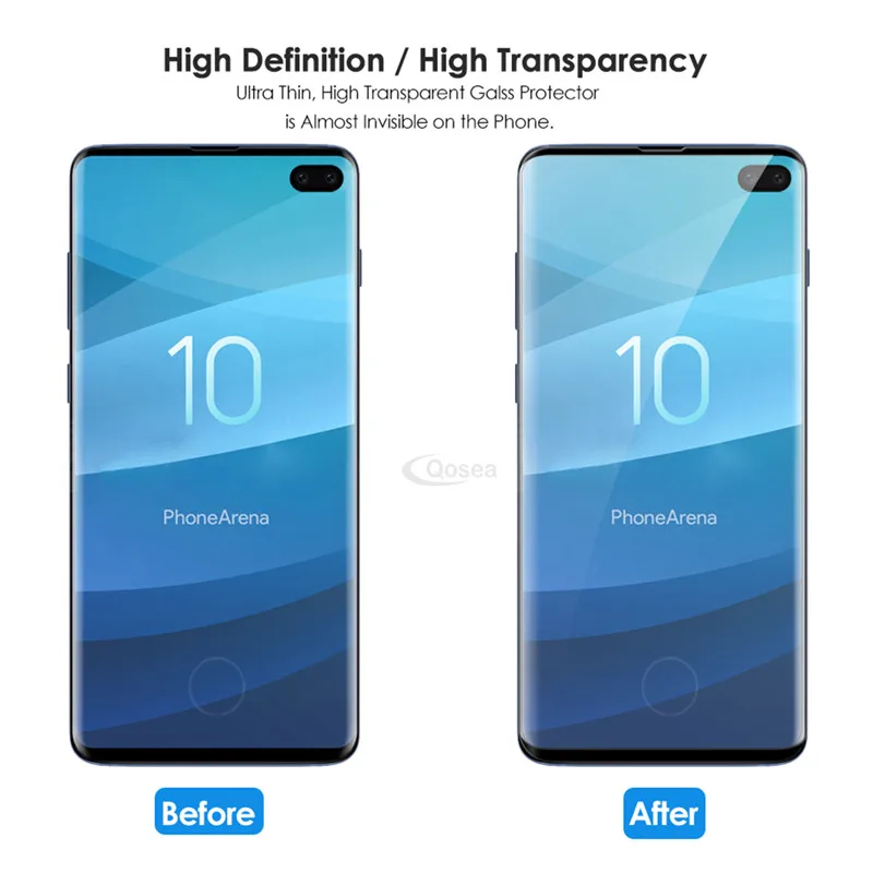 Qosea 10 шт закаленное стекло для защиты экрана телефона для samsung Galaxy S10 S10E 9H 4D полное покрытие для samsung S10 Plus