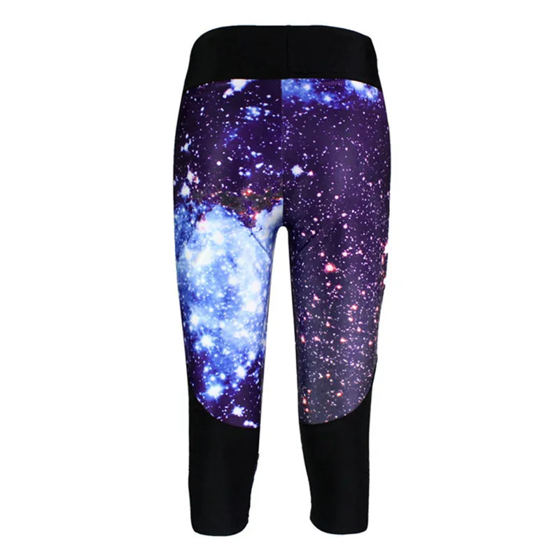 2015 брендовые леггинсы короткие космический синий цифровой принт тонкие