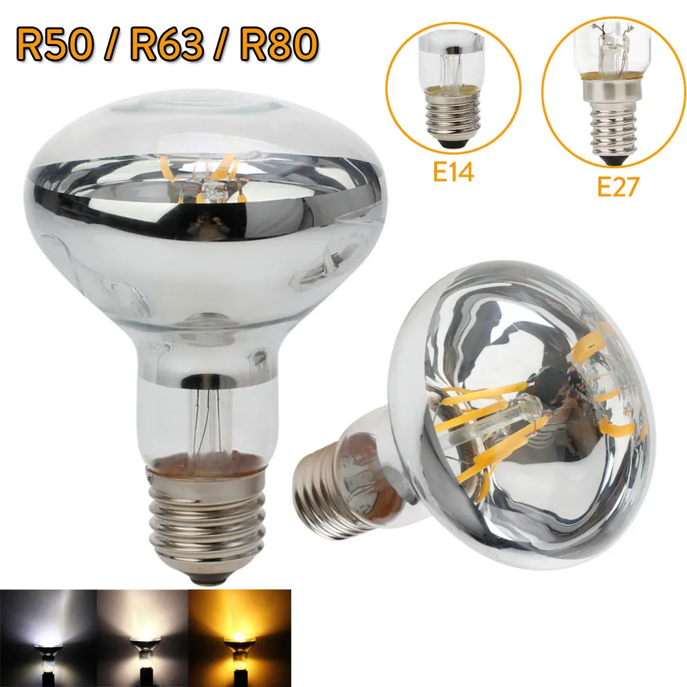 10 шт./лот E27 светодиодный лампы накаливания R50 R63 R80 3/4/5 Вт E14 светильник Edison светодиодный Замена лампы накаливания, 30 Вт, 40 Вт, 50 Вт, ручная сборка 220V