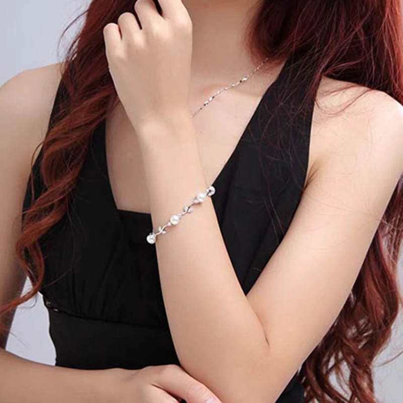 Женский серебряный браслет с 6 натуральными пресноводными жемчужинами 7 5 8 мм|jewelry