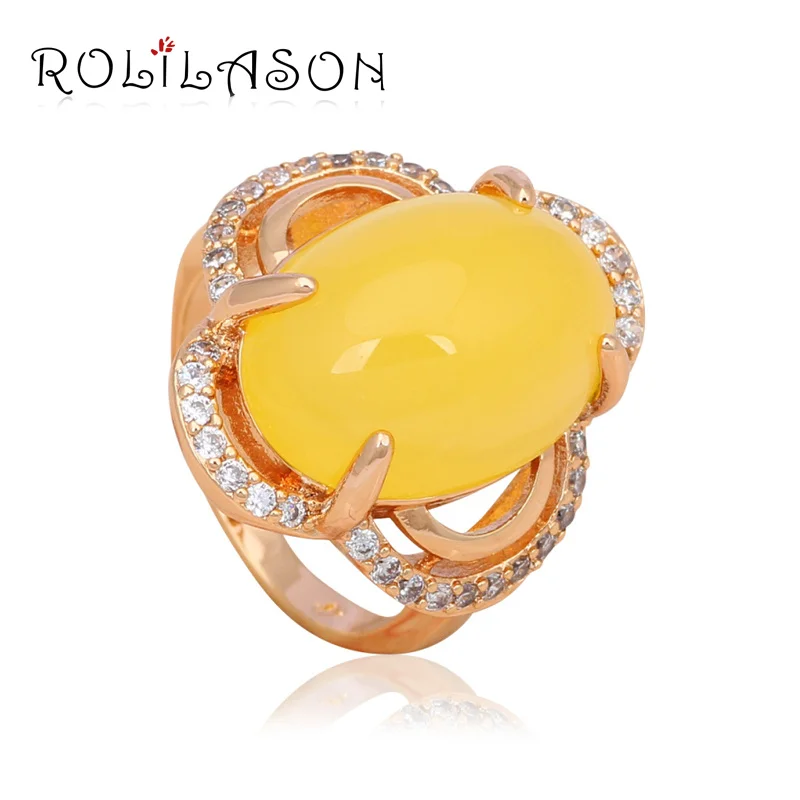 Высокое качество подарок для друзей огромный желтый циркония золотой тон Кольца