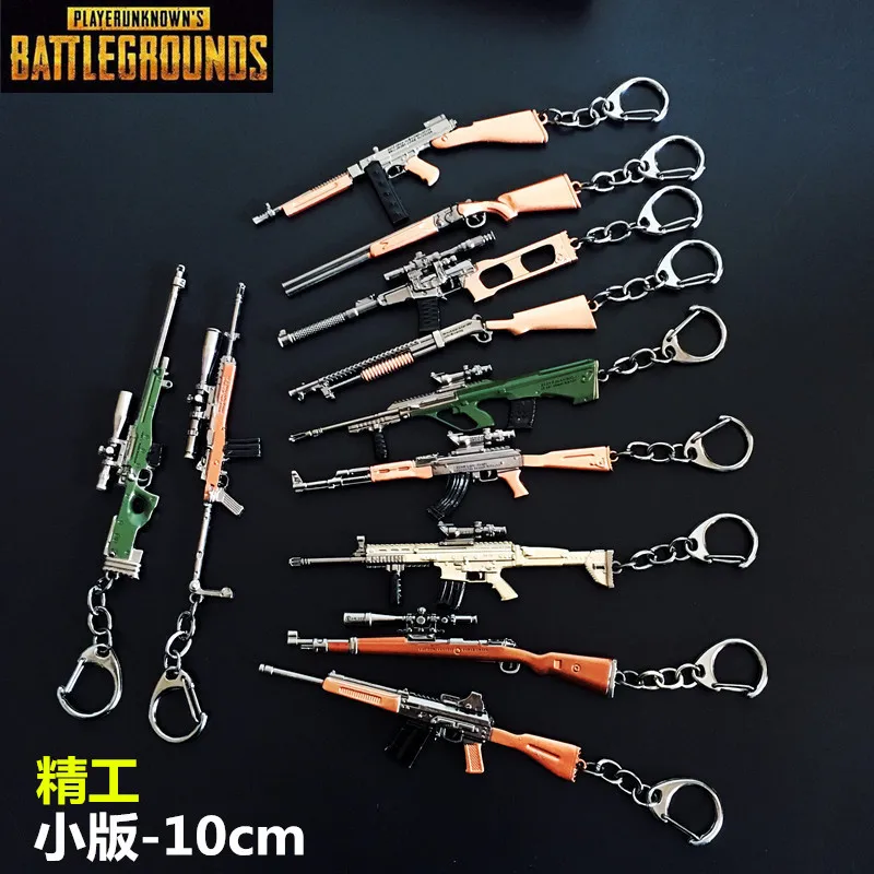 Горячая игра 14 видов стилей PUBG CS GO оружие Брелки AK47 пистолет Модель 98K снайперская винтовка брелок кольцо для мужчин Подарки Сувениры 10 см