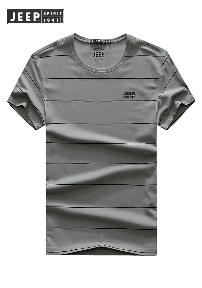 Мужской одежды JEEP 2019 летние футболки Tops Tees Men хлопковые полосатый короткий рукав