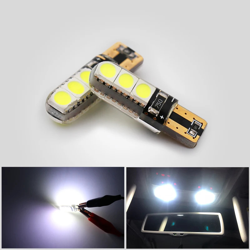 2 шт. автомобильные лампочки T10 LED W5W 194 12V Белый Кристалл синий 5050 6 SMD Автомобильные