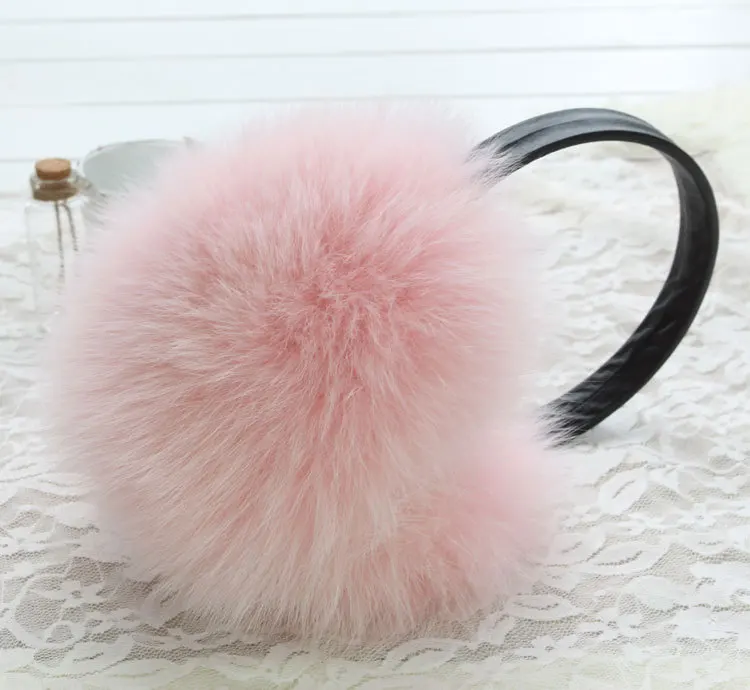 Трендовые зимние полностью кожаные наушники с лисьим мехом теплые женские