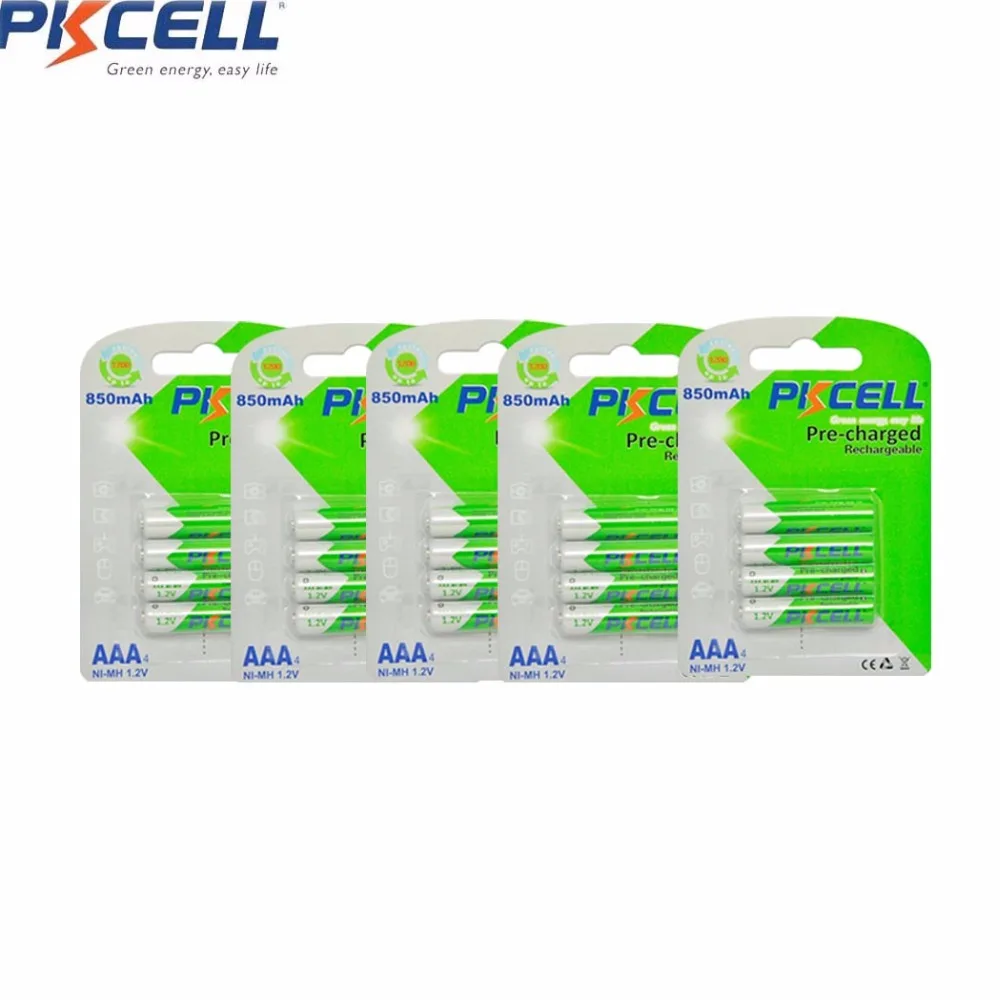 20 шт. аккумуляторные батарейки PKCELL AAA 850 мА/ч 1 2 В NIMH 3 А батарея с низким
