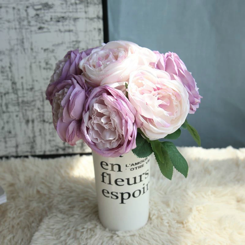 Wedding Decoration Artificial Rose Flowers 1 Bouquet DIY Party Home Decor Simulation Purple Pink Roses | Дом и сад