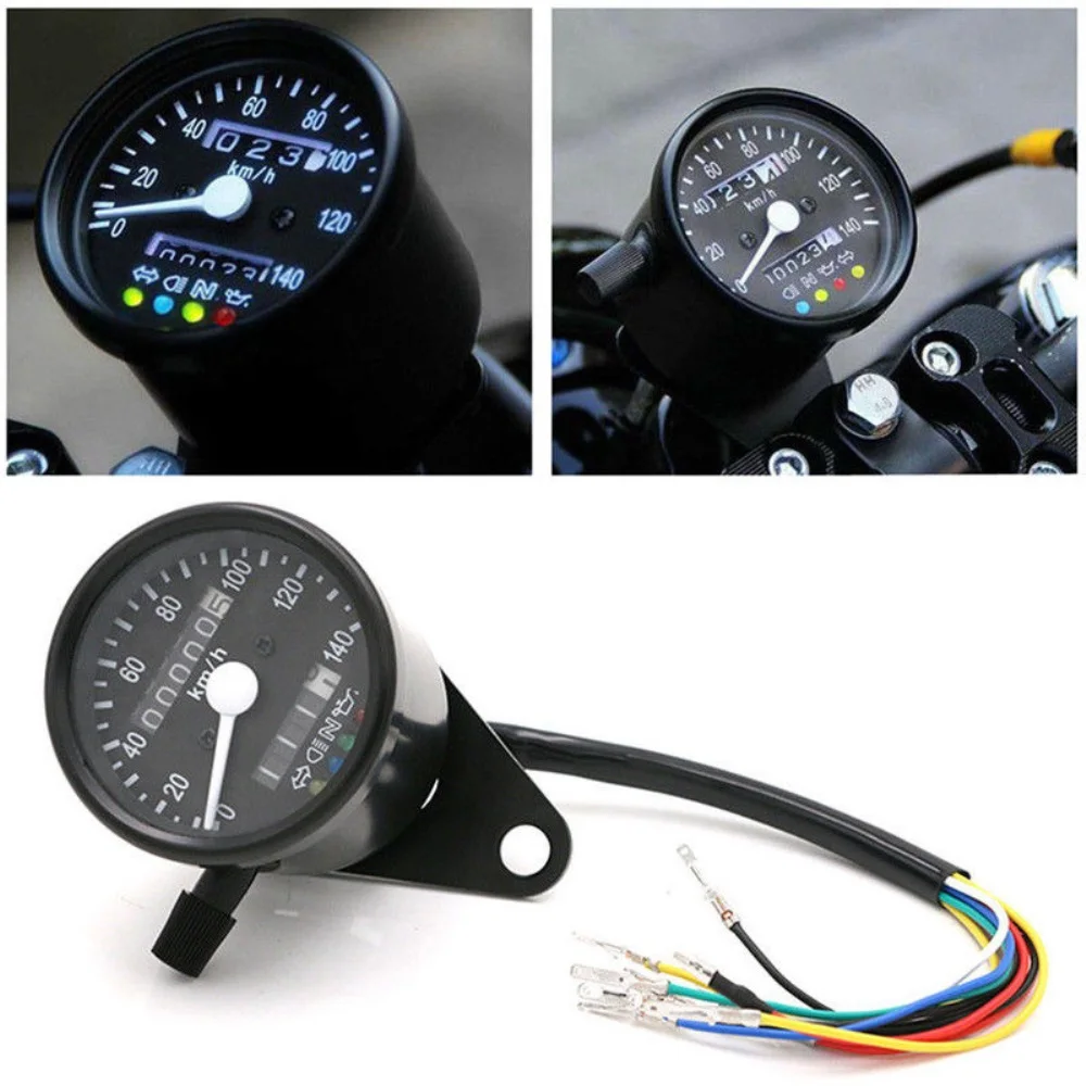 12V Black Tachometer+Speedometer &amp Dual Odometer Gauge Kit Chopper Bobber Cafe High Sensitivity for Motorcycle Modification | Автомобили