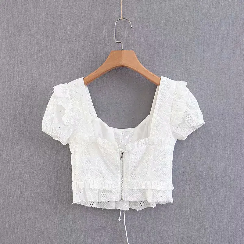 Женские блузки с кружевной вышивкой топы Blusas Mujer De| |