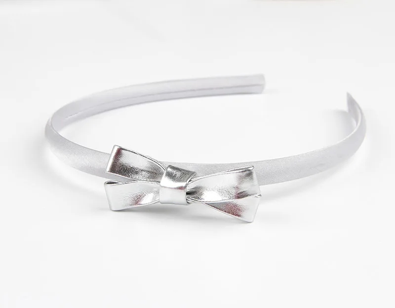 2 шт./лот простой дизайн золотые/серебристые кожаные банты повязка на голову для