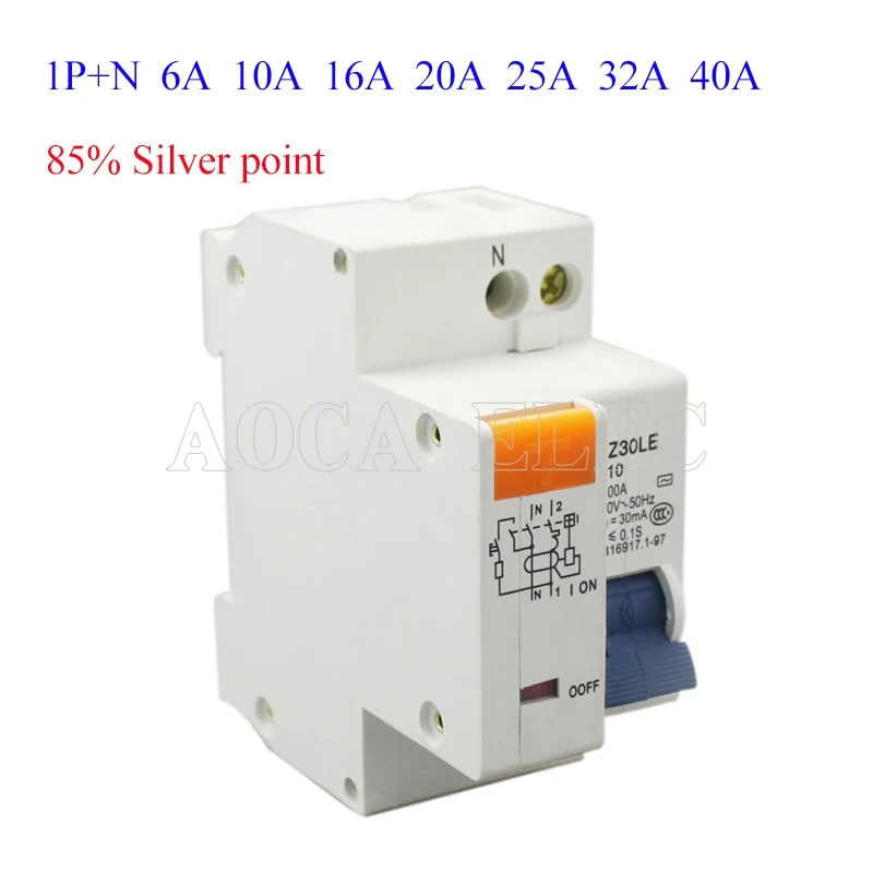 

DZ30LE-C6A 10A 16A 20A 25A 32A 40A 50A 63A Rcbo 1P+N Electric Leakage Portable Residual Protection Current Device 400V