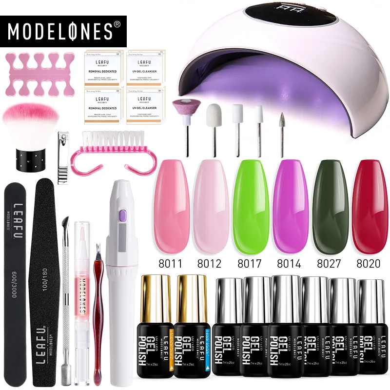nail set with drill Modelones 21 шт/лот Светодиодная лампа Сушилка для ногтей Гель-лак Инструменты Наборы замочить от основания верхние наборы для ногтей электродрель Гвоздь Набор инструментов - Цвет: nail set with drill