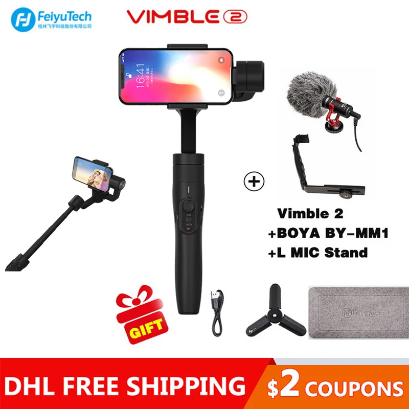 FeiyuTech FY Vimble 2 3 оси ручной шарнирный стабилизатор для камеры GoPro для I-Phone HUAWEI Mi 5 ручка Gopro5/4/3 увеличенный срок полюс Pk гладкая Q