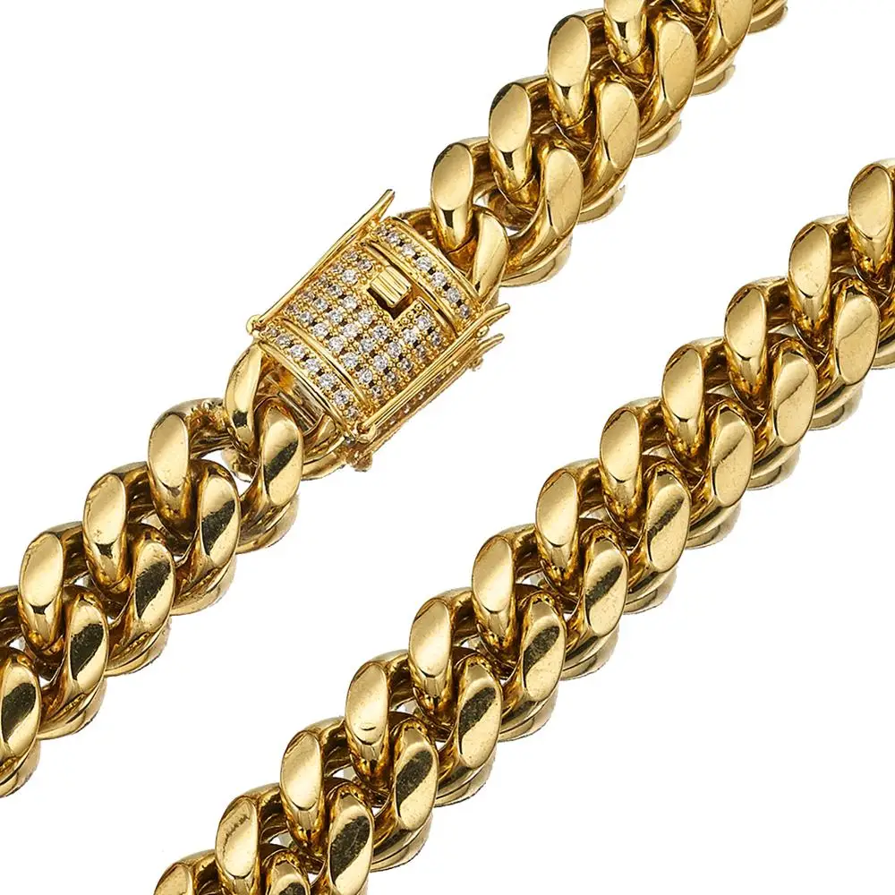 Цепочка мужская панцирная из нержавеющей стали под золото с застежкой и