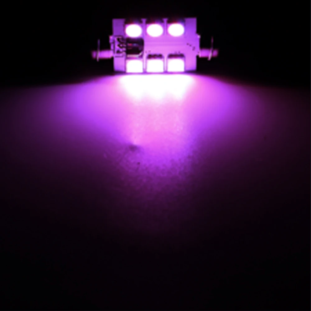 2 шт. автомобильные Внутренние светодиодные лампы 5050 6SMD RGB C5W 39 мм с пультом