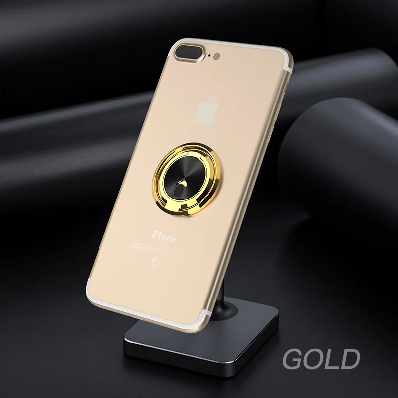 Gold Универсальный держатель-кольцо на палец, двойное кольцо для телефона, подставка с гальваническим покрытием, 360 Вращающийся держатель для телефона, металлическая подставка для iPhone huawei - Цвет: Gold