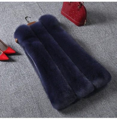 Clobee женские пальто из искусственного меха размера плюс 4XL жилет из искусственного меха Элегантный искусственный Лисий мех женская зимняя верхняя одежда длинный жилет J196