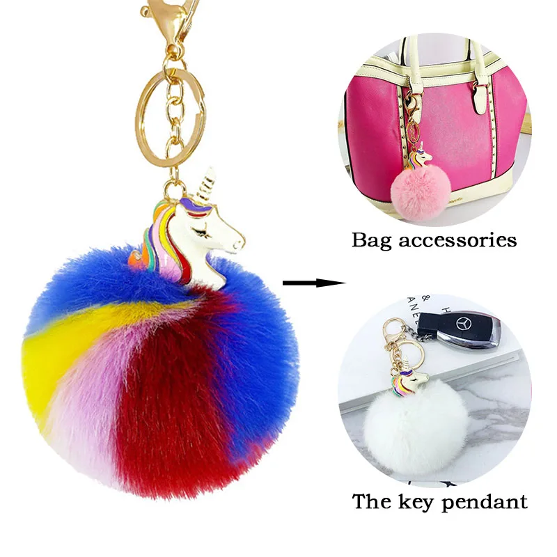 Брелок для ключей из сплава с помпоном искусственного меха | Украшения и